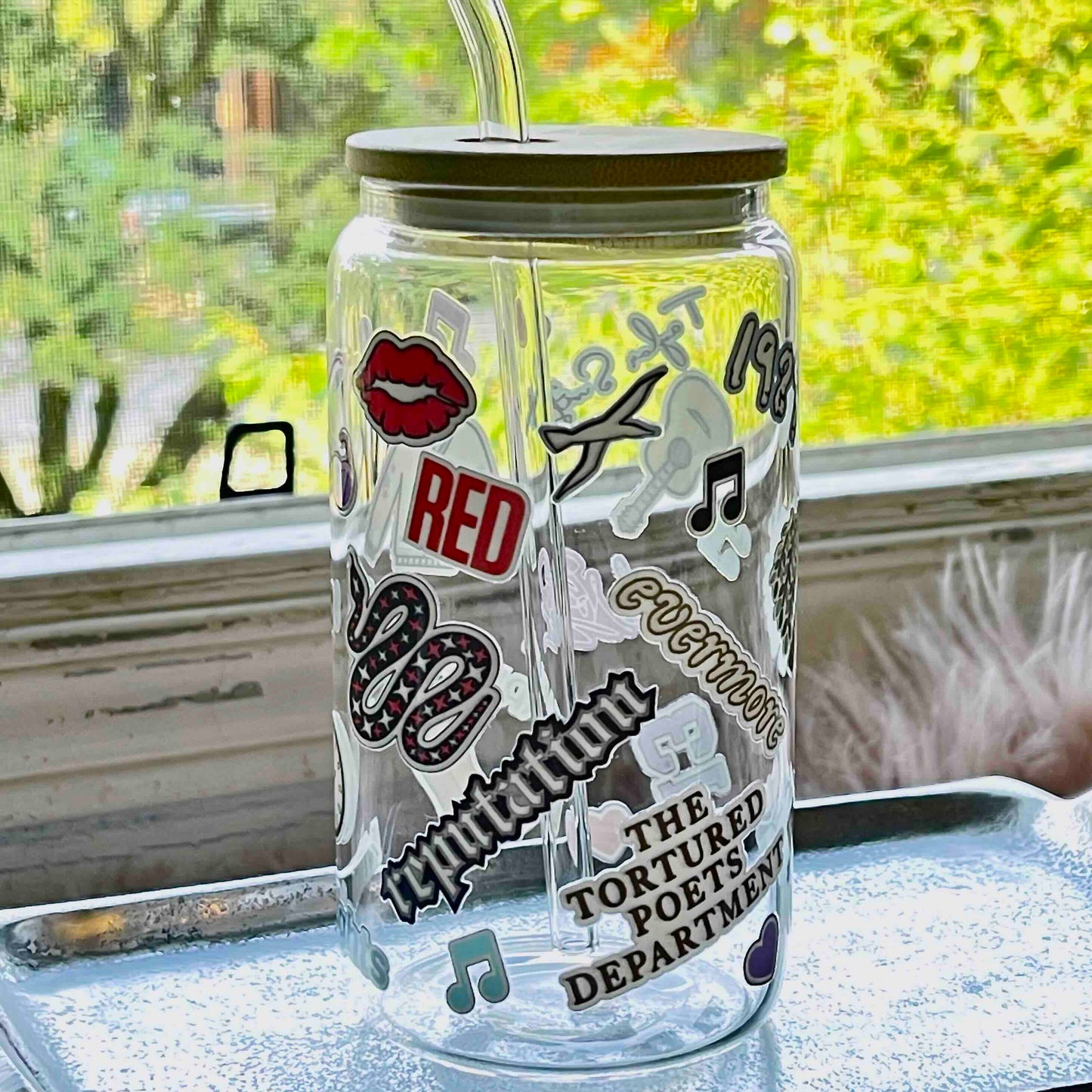 Taylor Swift Albums and Icons Glass Can Tumbler, 16oz