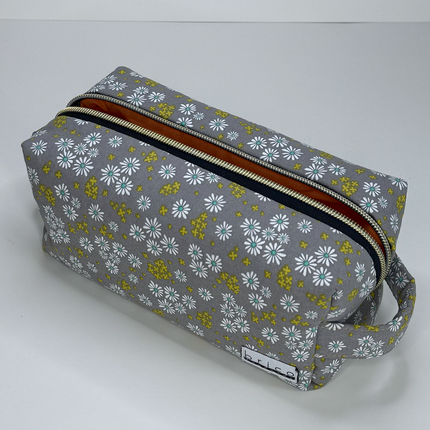Boxy Cotton Cosmetic Pouch - Golden Meadow Floral Print