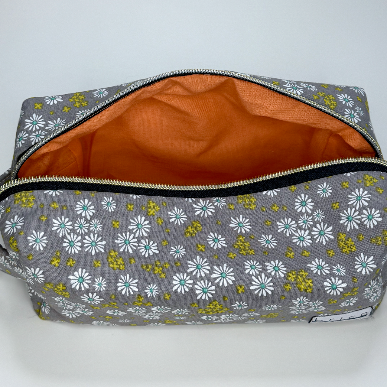 Boxy Cotton Cosmetic Pouch - Golden Meadow Floral Print