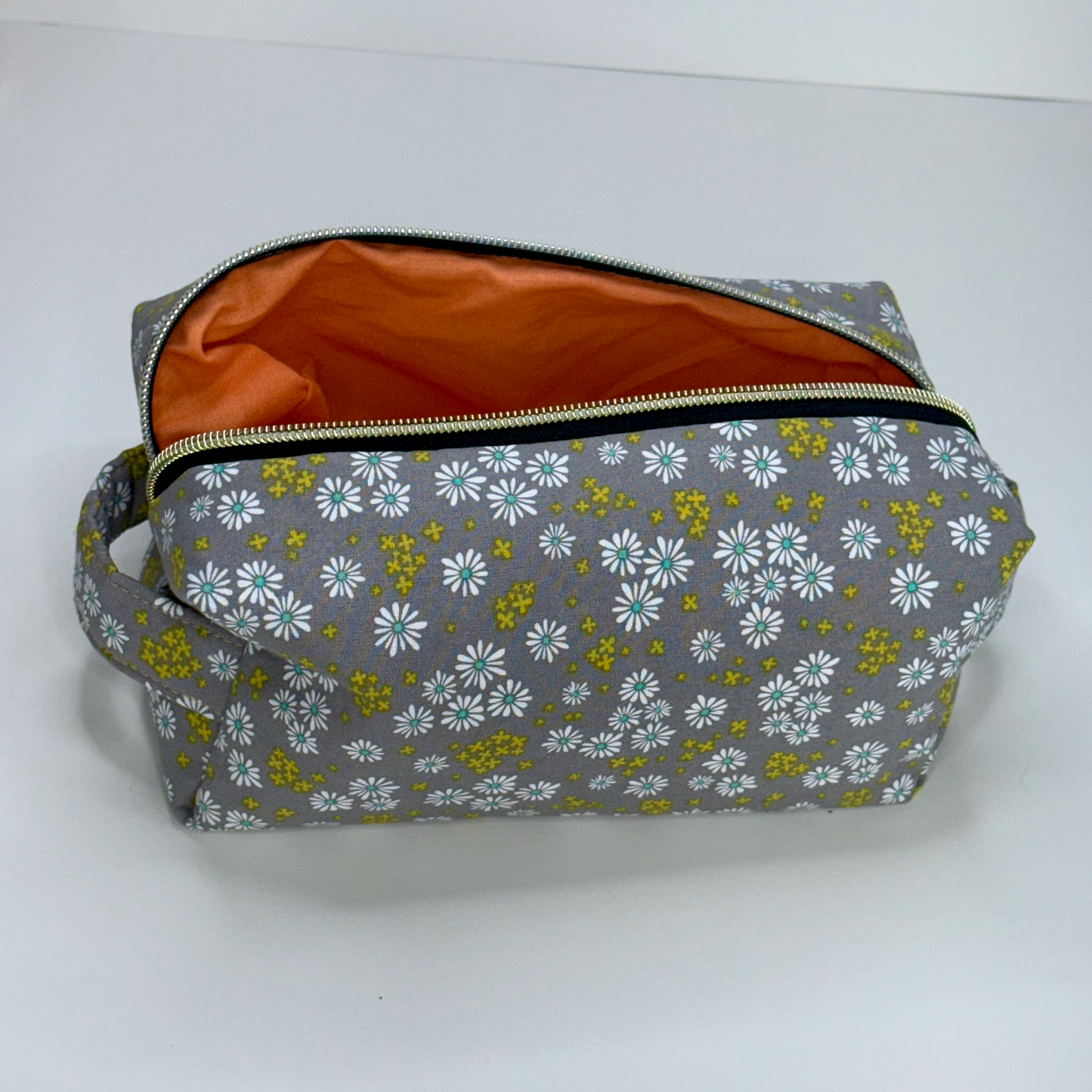 Boxy Cotton Cosmetic Pouch - Golden Meadow Floral Print