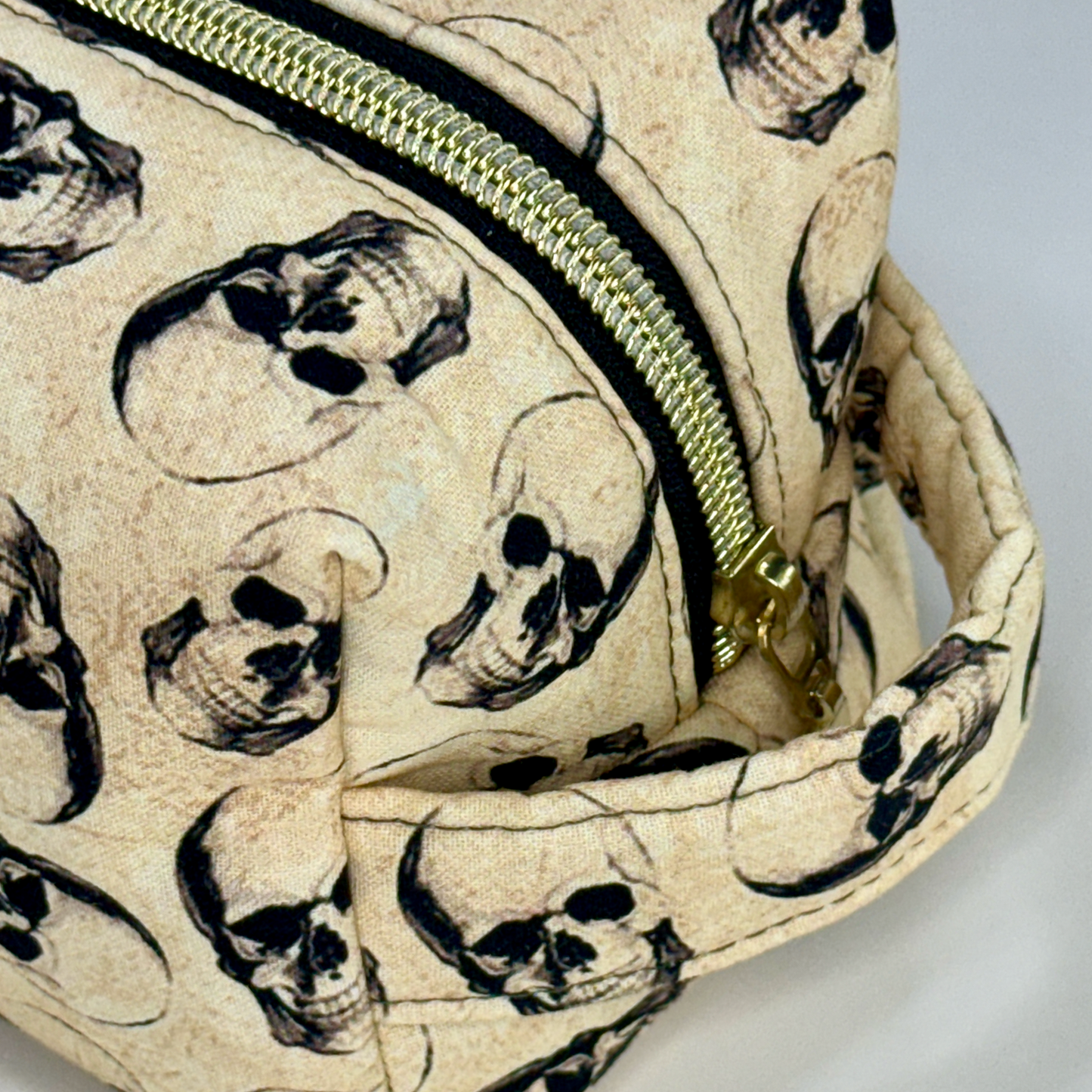 Boxy Cotton Cosmetic Pouch - Vintage Skulls