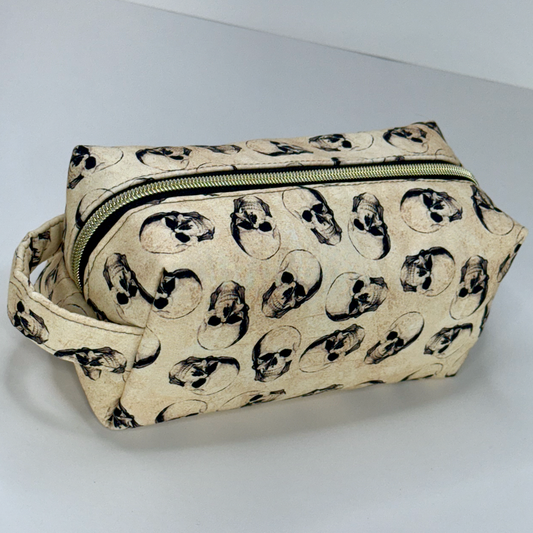 Vintage Skulls Handmade Cosmetic Pouch | Gothic Cotton Print
