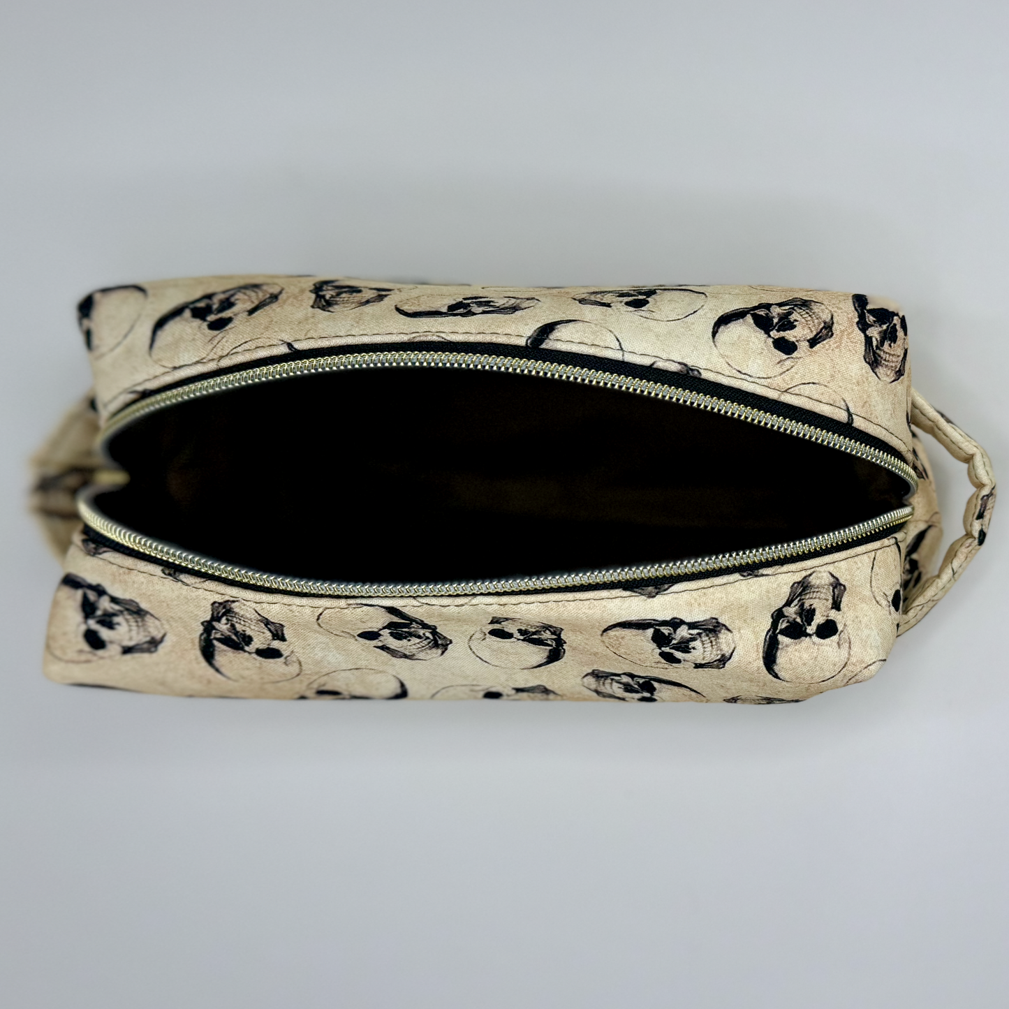 Boxy Cotton Cosmetic Pouch - Vintage Skulls