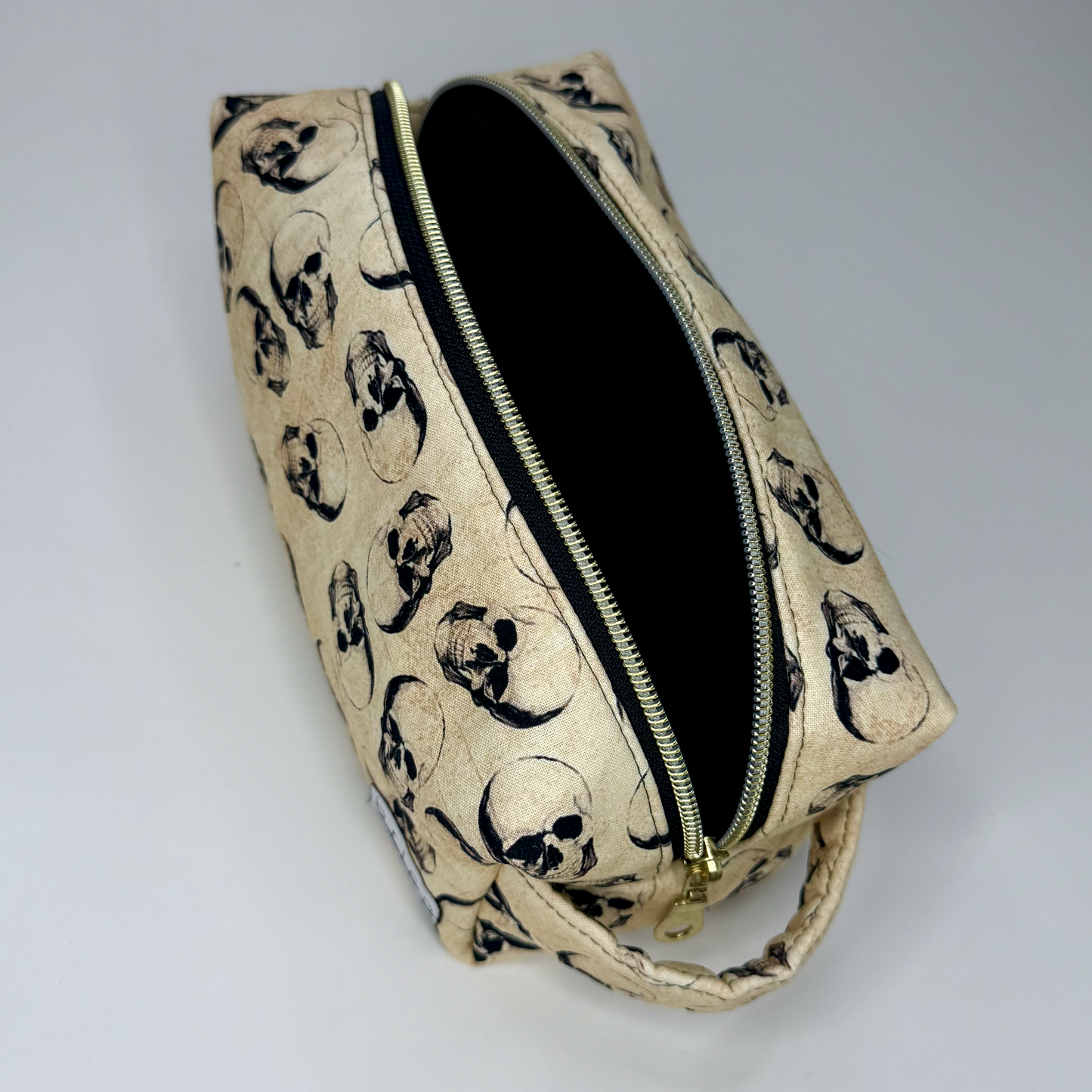 Boxy Cotton Cosmetic Pouch - Vintage Skulls