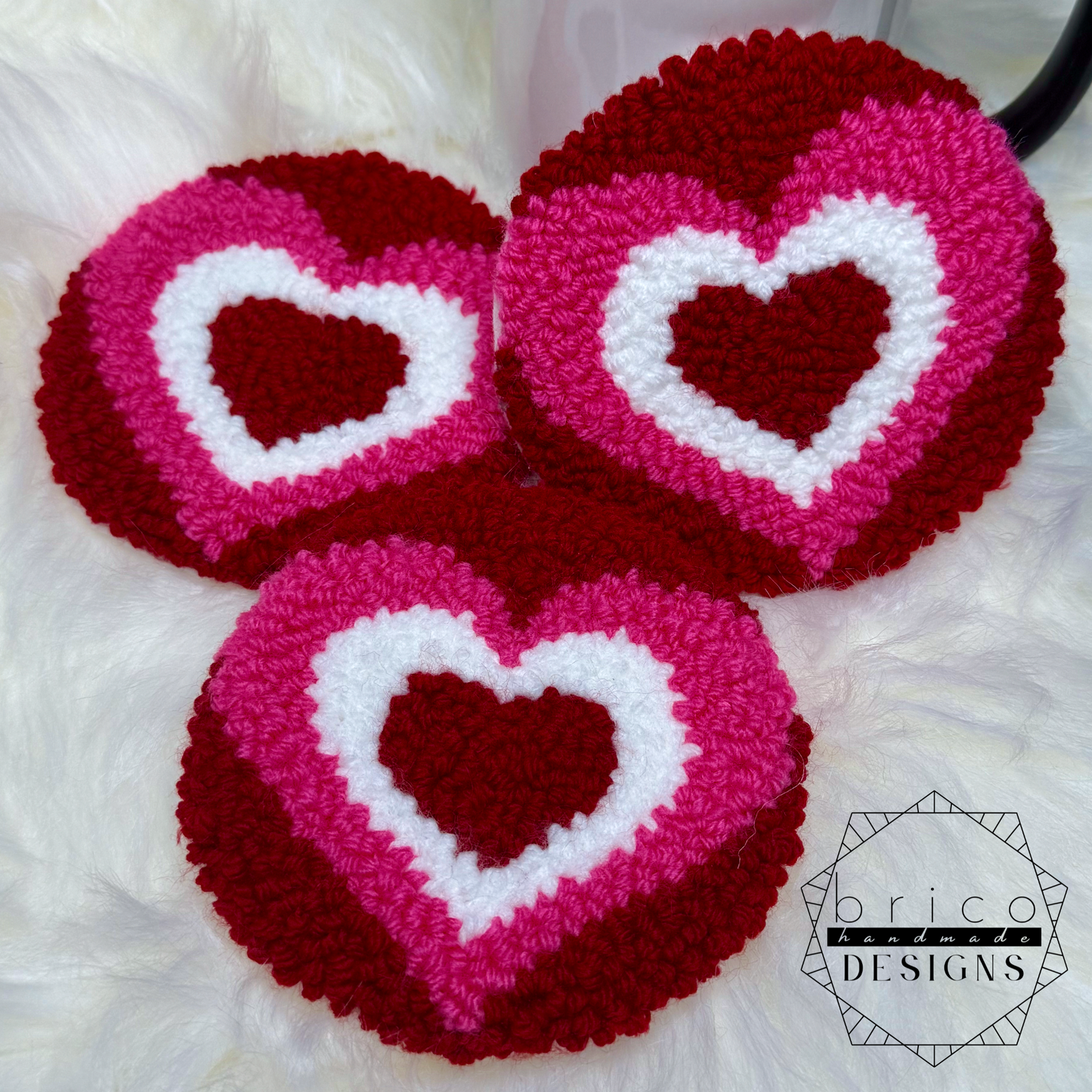 Tri-Colored Hearts Mug Rug