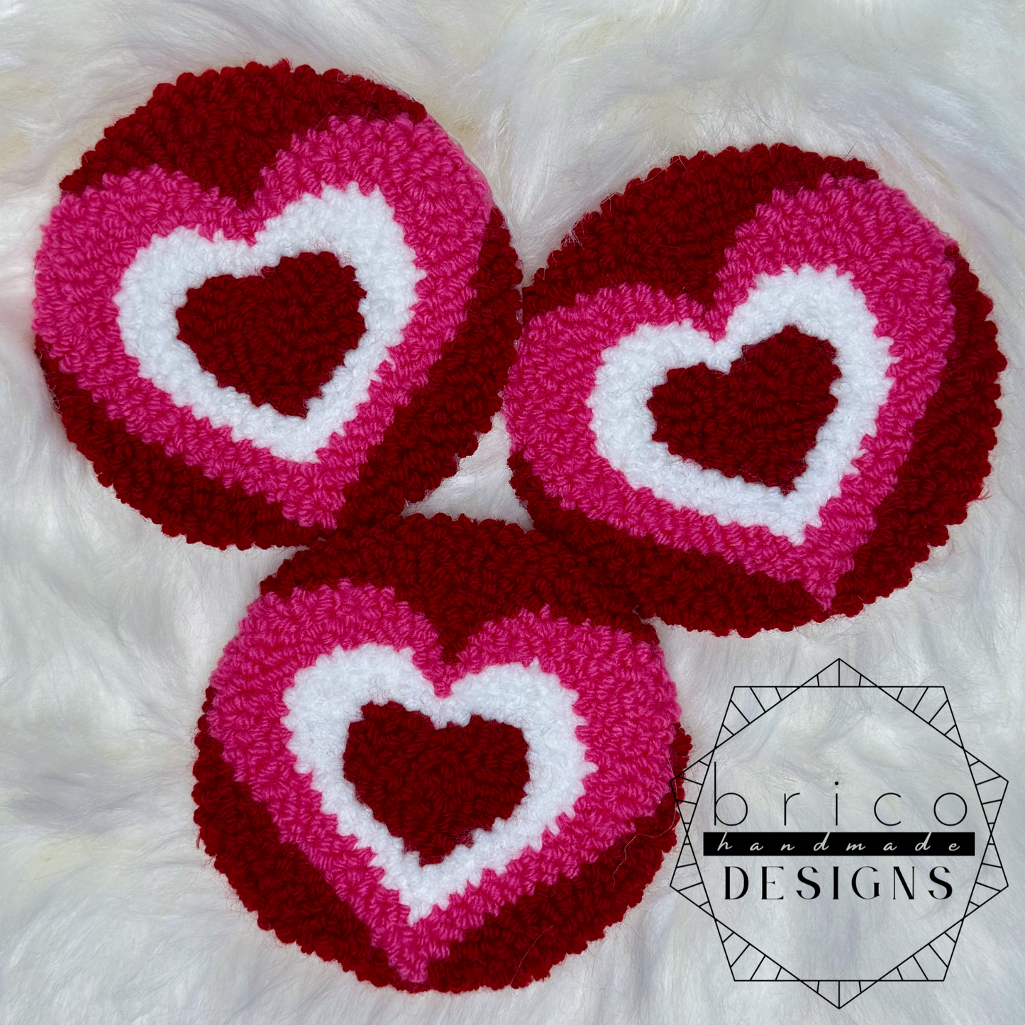 Tri-Colored Hearts Mug Rug