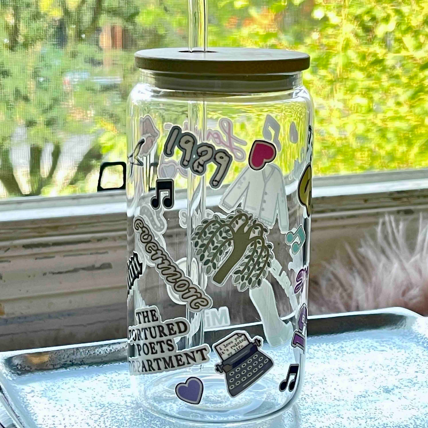 Taylor Swift Albums and Icons Glass Can Tumbler, 16oz