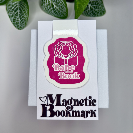 "Babe with a Book" Magnetic Bookmark | Hot Pink Reader Gift