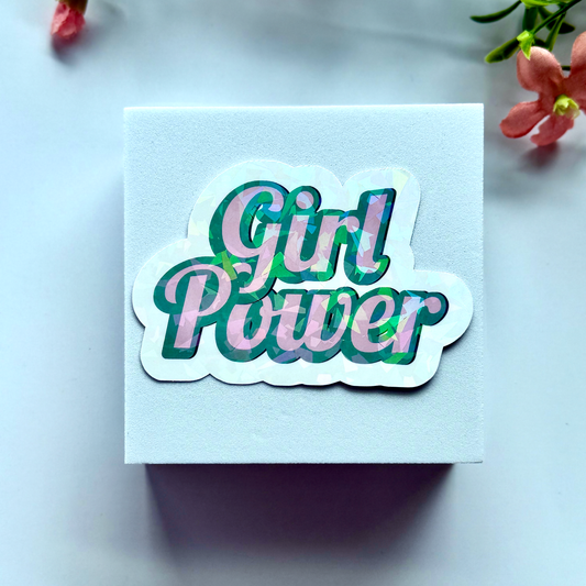 “Girl Power” Holographic Waterproof Vinyl Sticker