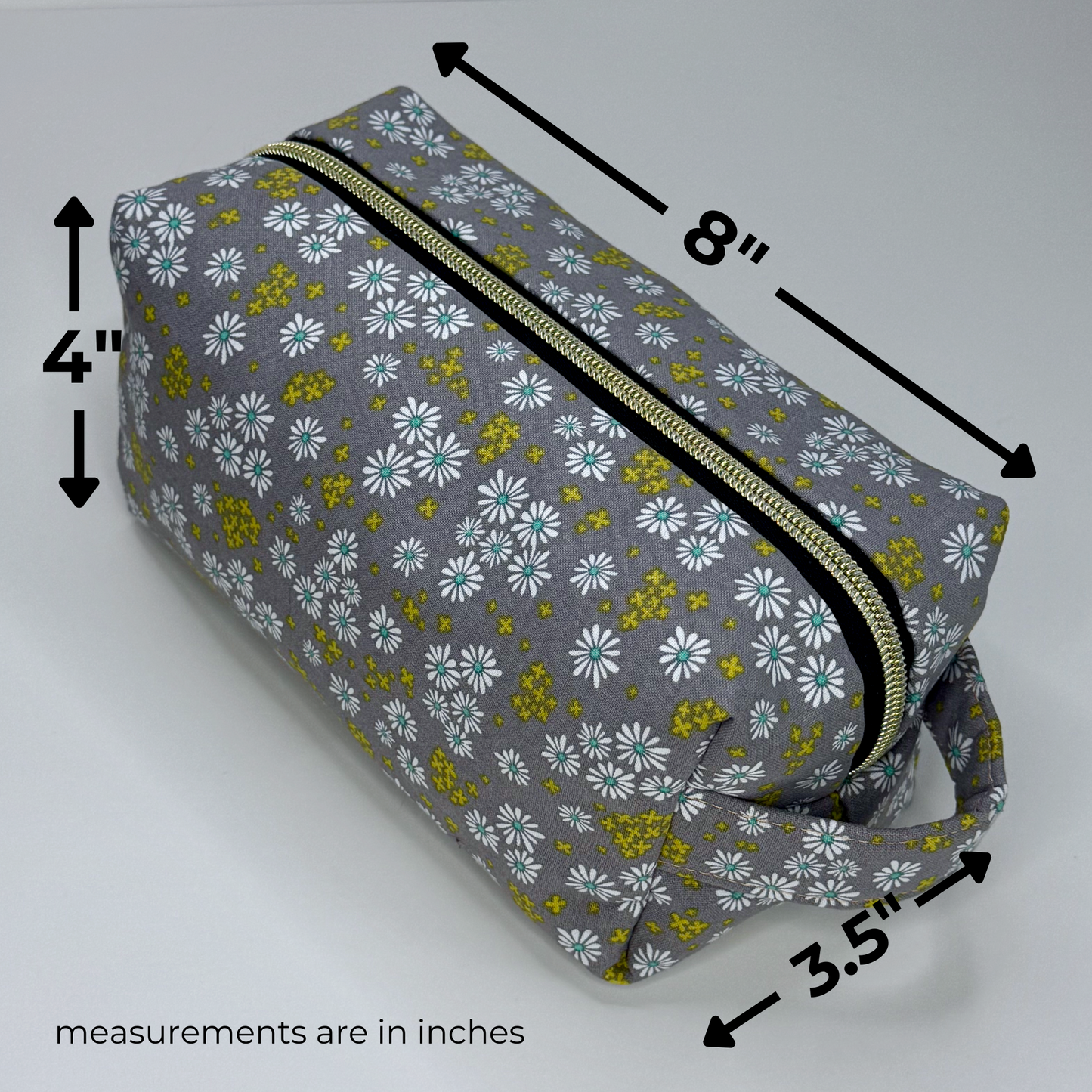 Boxy Cotton Cosmetic Pouch - Golden Meadow Floral Print