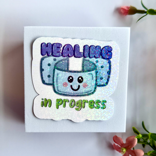 "Healing in Progress" Kawaii Bandage Waterproof Vinyl Sticker