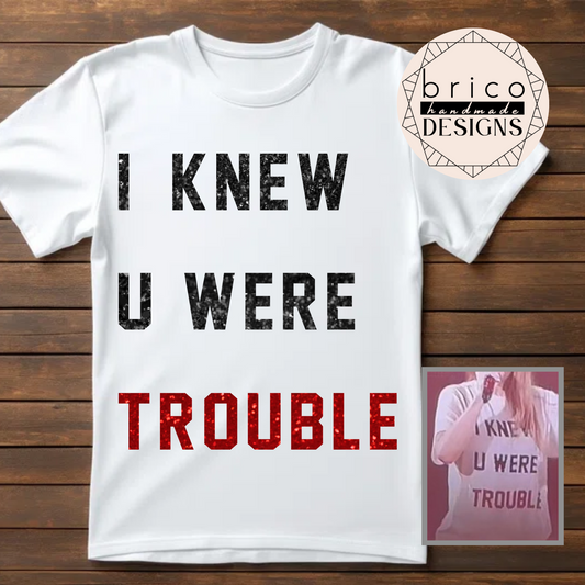 "I Knew U Were Trouble" Glitter Tee | Taylor Swift Red Era