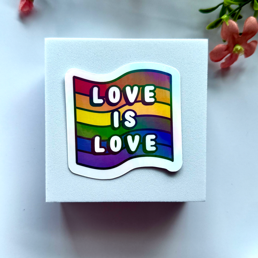 "Love is Love" Pride Flag Rainbow Holographic Vinyl Sticker