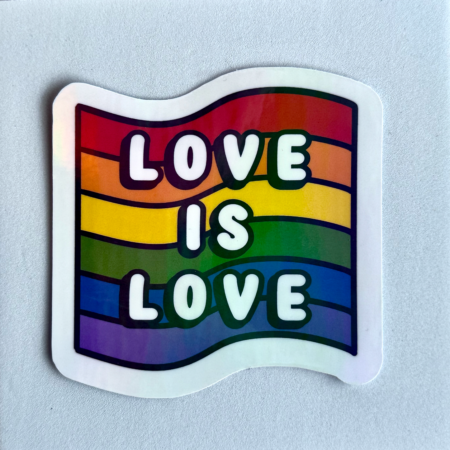 "Love is Love" Pride Flag Rainbow Holographic Vinyl Sticker