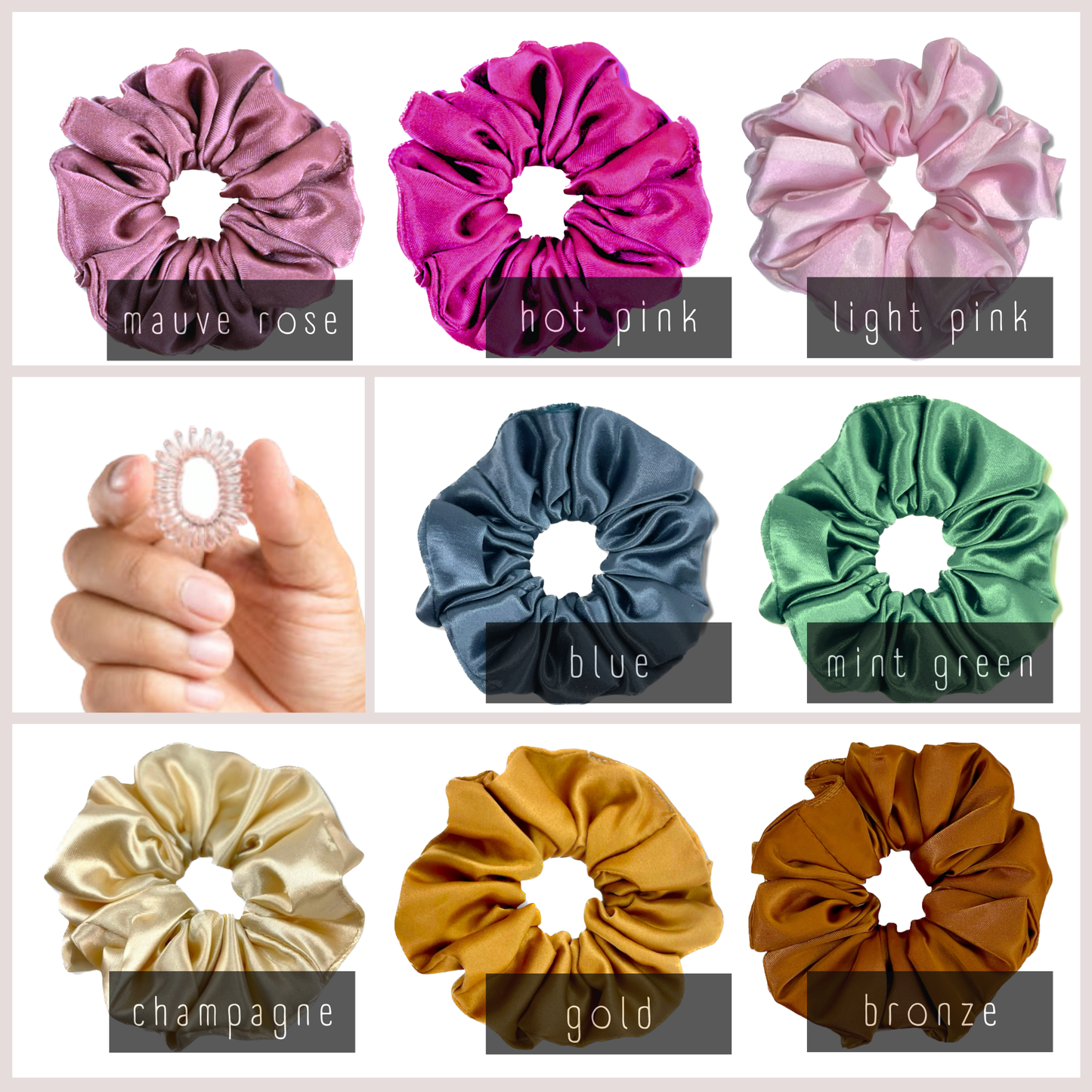 Silky Satin Spiral Scrunchies