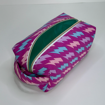 Boxy Cotton Cosmetic Pouch - Electric Dreams
