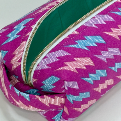 Boxy Cotton Cosmetic Pouch - Electric Dreams