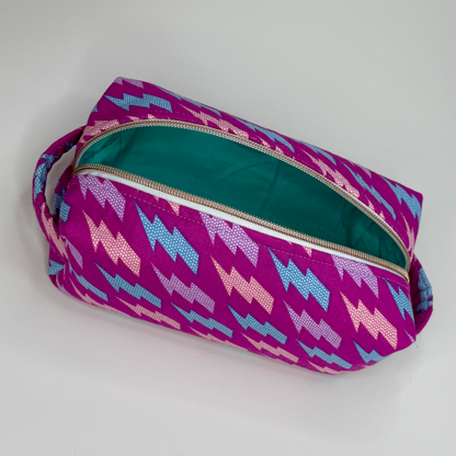 Boxy Cotton Cosmetic Pouch - Electric Dreams
