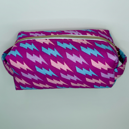 Boxy Cotton Cosmetic Pouch - Electric Dreams