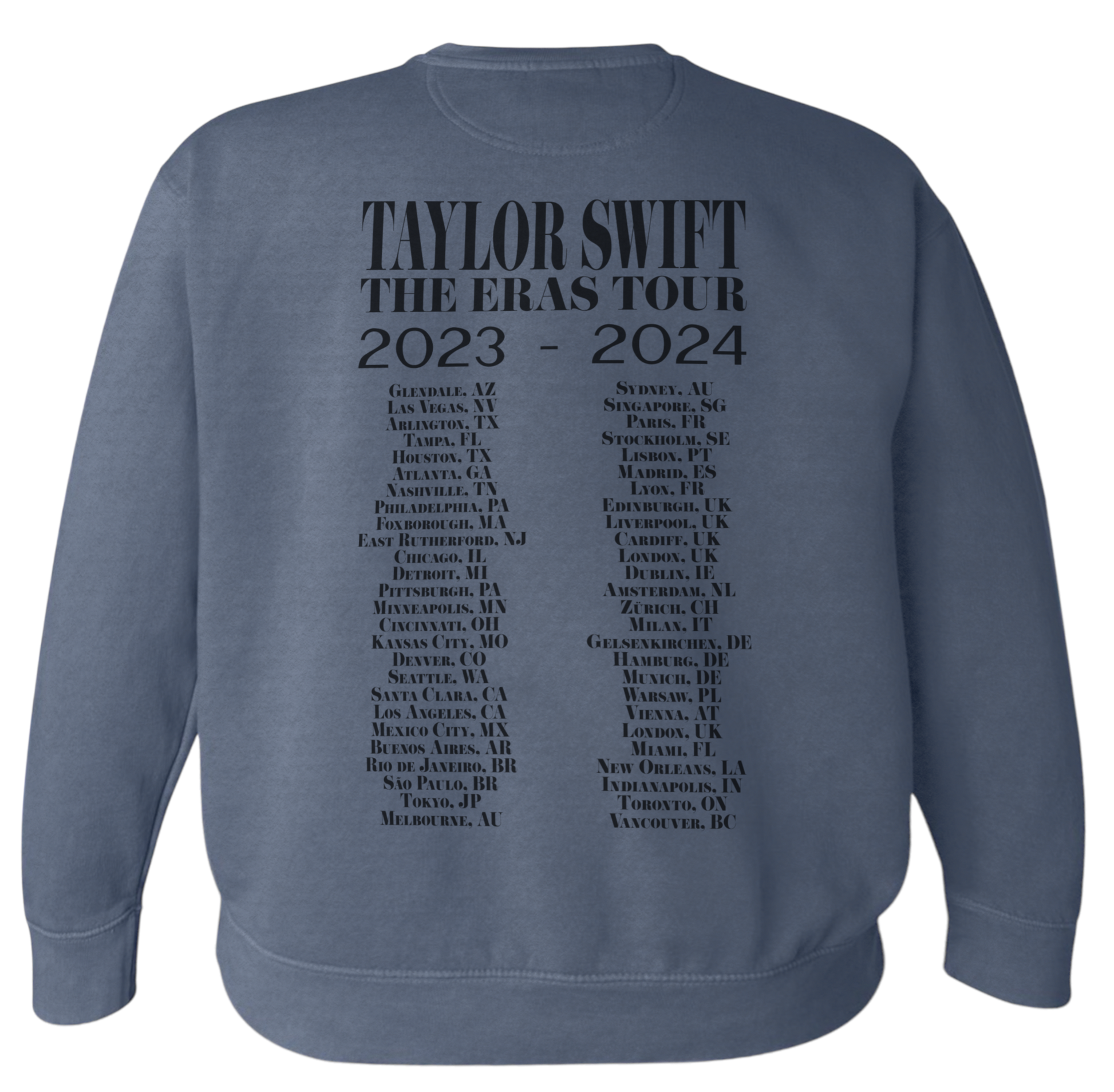 Taylor Swift Eras Tour Blue Crewneck Sweatshirt Dupe - Oversized Taylor Swift Eras Tour Blue Crewneck Sweatshirt Dupe - Oversized