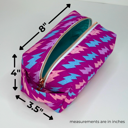 Boxy Cotton Cosmetic Pouch - Electric Dreams