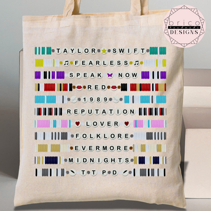 Taylor Swift Friendship Bracelets Canvas Tote Bag