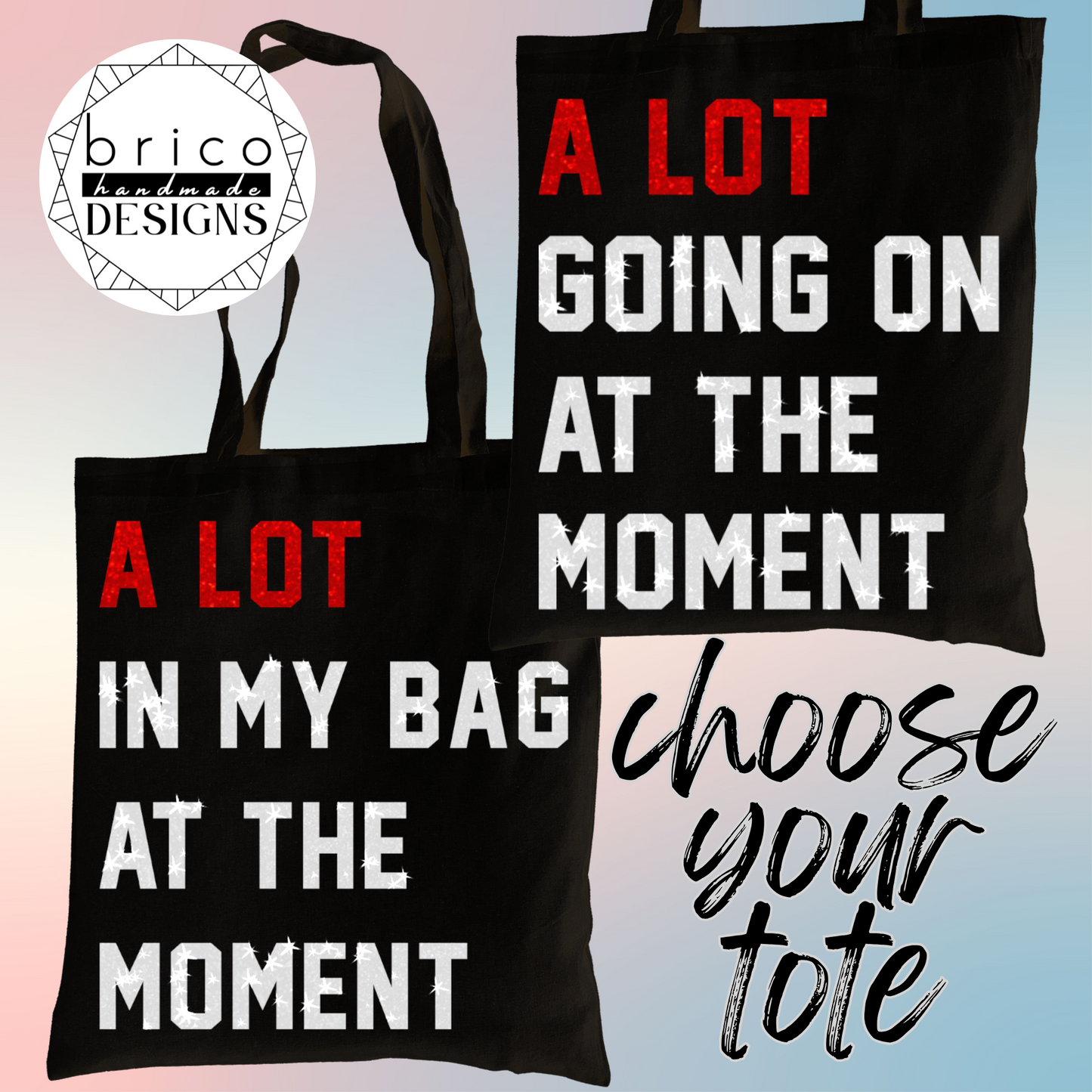 Taylor Swift Eras Tour Inspired Glitter Text Canvas Tote Bag