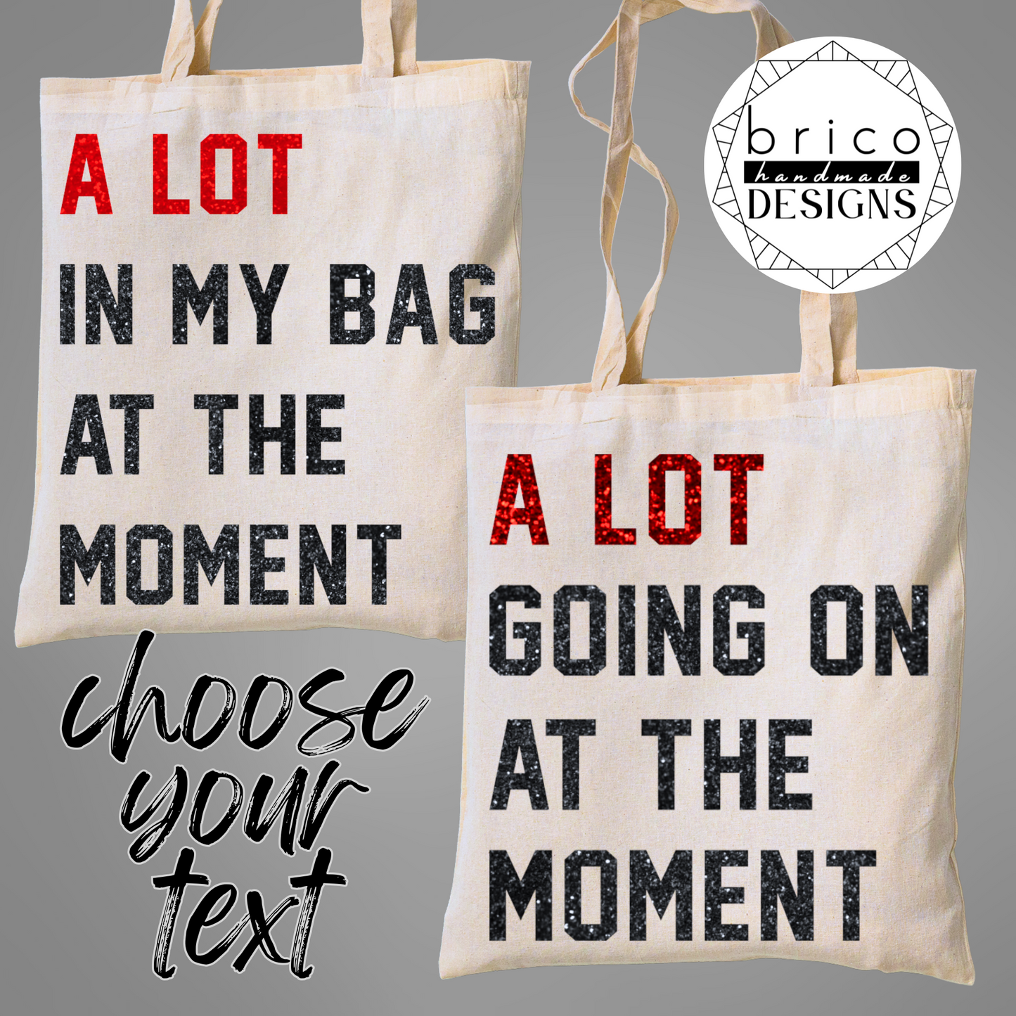 Taylor Swift Eras Tour Inspired Glitter Text Canvas Tote Bag