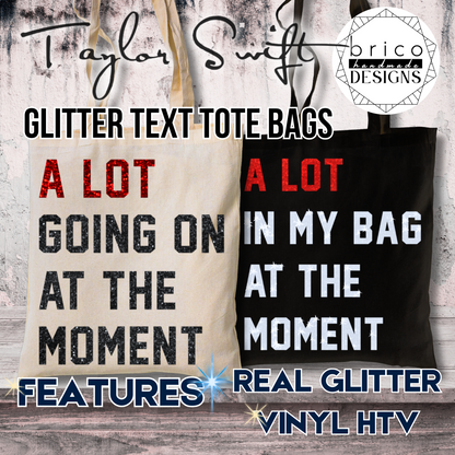 Taylor Swift Eras Tour Inspired Glitter Text Canvas Tote Bag